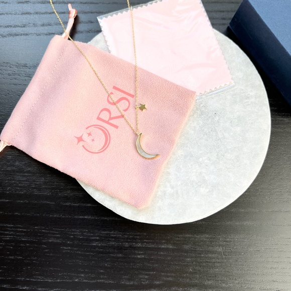 New ORSI Silver Luna Moon and Star Necklace Gold Plated - Picture 3 of 5